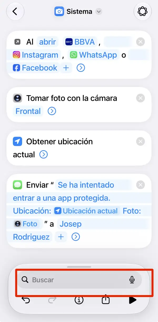 La foto muestra el chat de atajos para crear flujos a partir de mensajes.