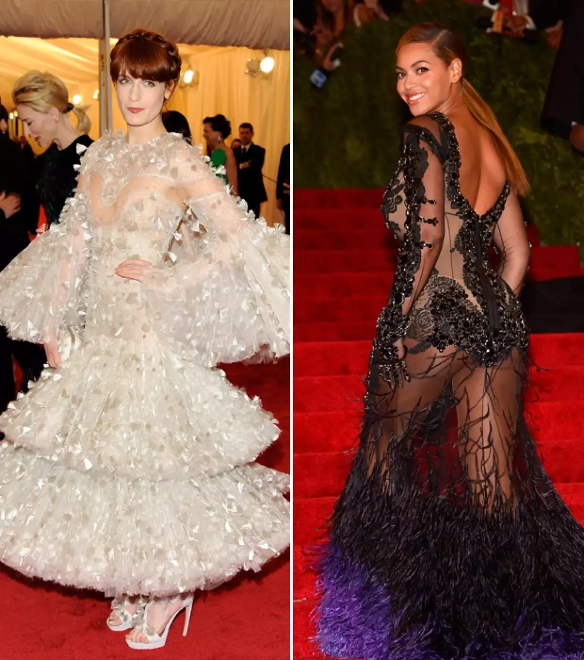 La gala es reconocida por los espectaculares atuendos que presumen los asistentes, algunas de carácter Haute Couture y otras de Pret-a-Porter.