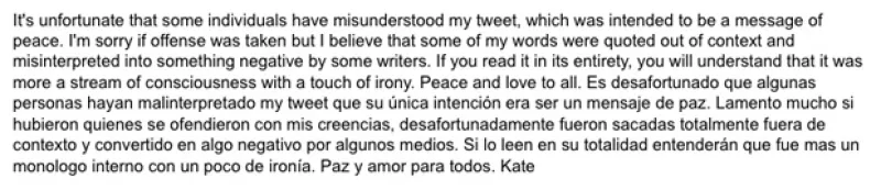 La actriz mexicana dio respuesta a la serie de comentarios que se dieron a raíz del mensaje que publicó la semana pasada en su Twitter, en donde le dirigió un mensaje al 'El Chapo' Guzmán.