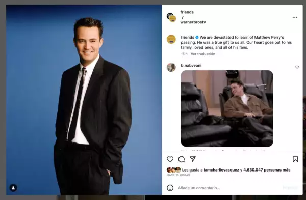 Warner Bros. reaccionó a la muerte de Matthew Perry