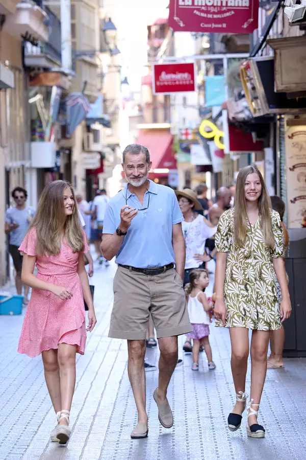 Spanish Royals Walk Through The Center Of Palma de Mallorca