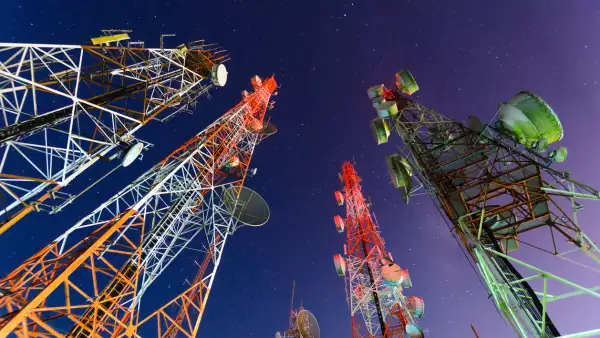 Ground view of telecommunication towers