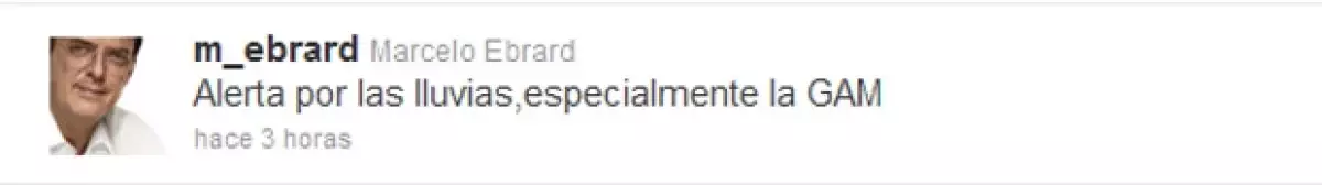 A pesar de estar a poco tiempo de contraer matrimonio con Rosalinda Bueso, el jefe de Gobierno del DF, publicó en Twitter estar en alerta ante las lluvias.