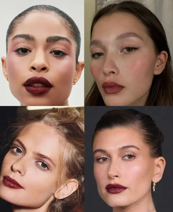red wine lip look