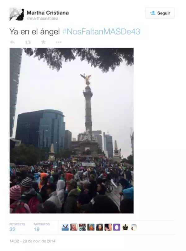 Desde temprano la actriz se dio cita en el Ángel de la Independencia.