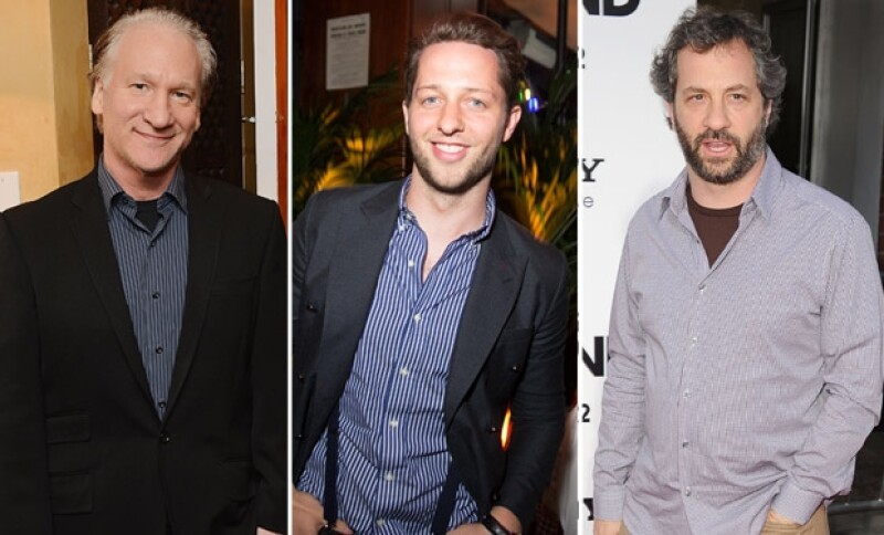 El presentador de televisión Bill Maher, el editor Derek Blasberg y el productor Judd Apatow