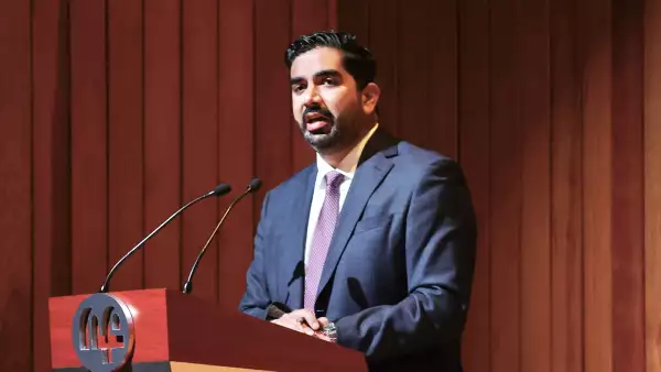 Roberto Lazzeri Montaño, director General de Nacional Financiera y del Banco Nacional de Comercio Exterior, durante el inicio de la convocatoria del Programa "Proyectos Ciudadanos de la Impulsora de Innovación México".&nbsp;
