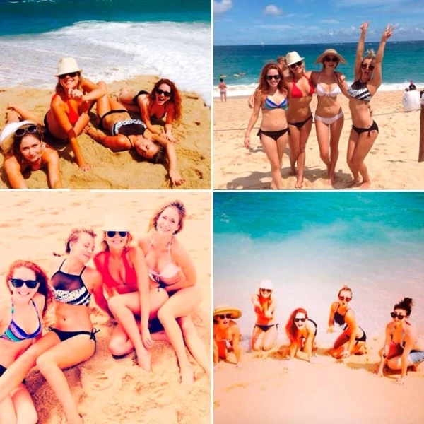 La actriz y sus amigas se ahn divertido juntas y han presumido sus sexys figuras.