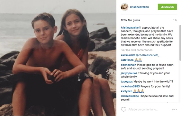 Kristin publicó un mensaje en Instagram agradeciendo la preocupación de la gente por su hermano.
