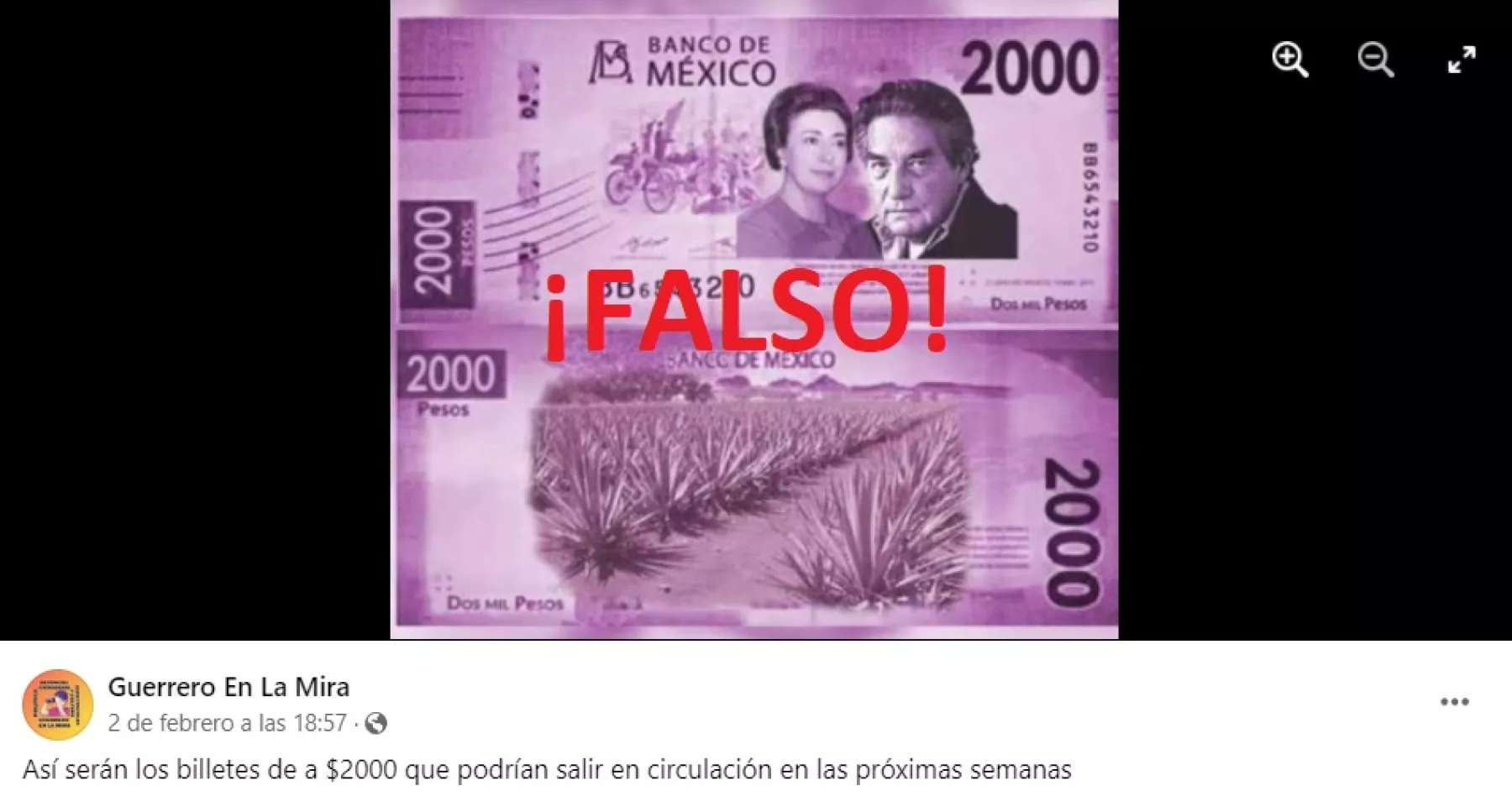 No, Banxico no ha confirmado que esta imagen es del nuevo billete de 2,000 pesos