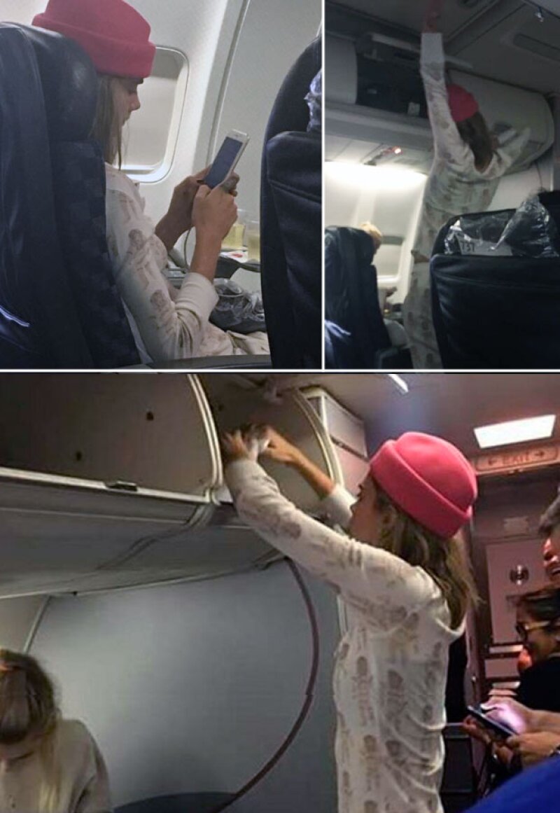 Desde que iba en el avión le comenzaron a tomar fotografías.