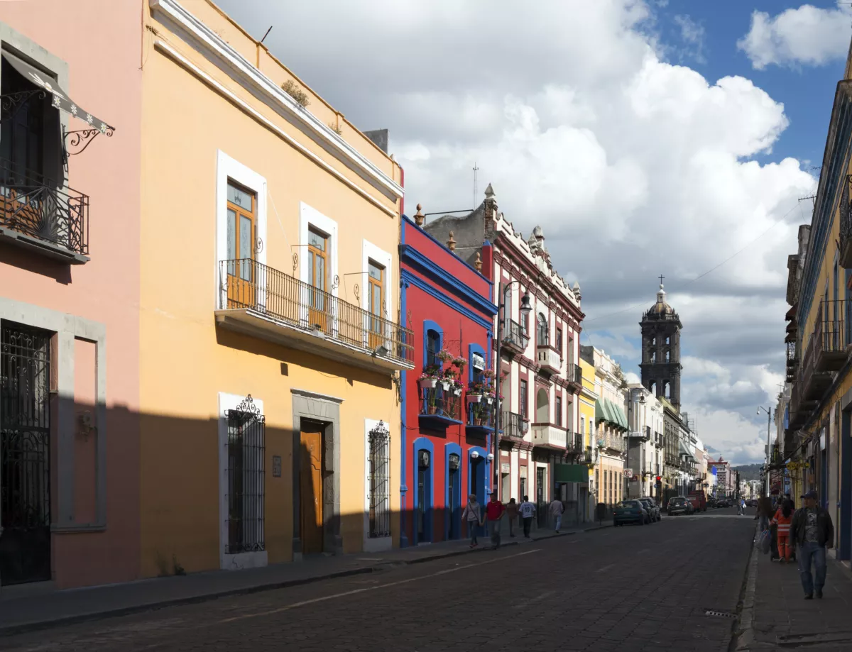 Street in Puebla in Mexico