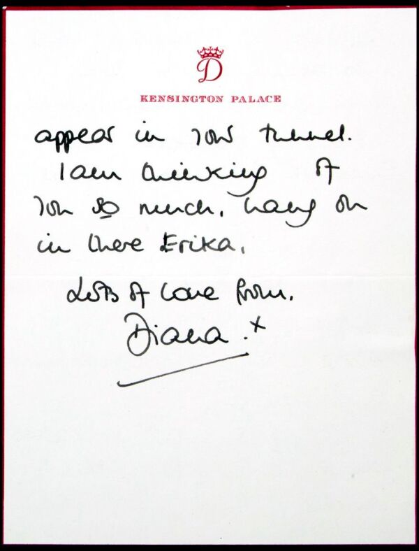 Revelan carta de Lady Di