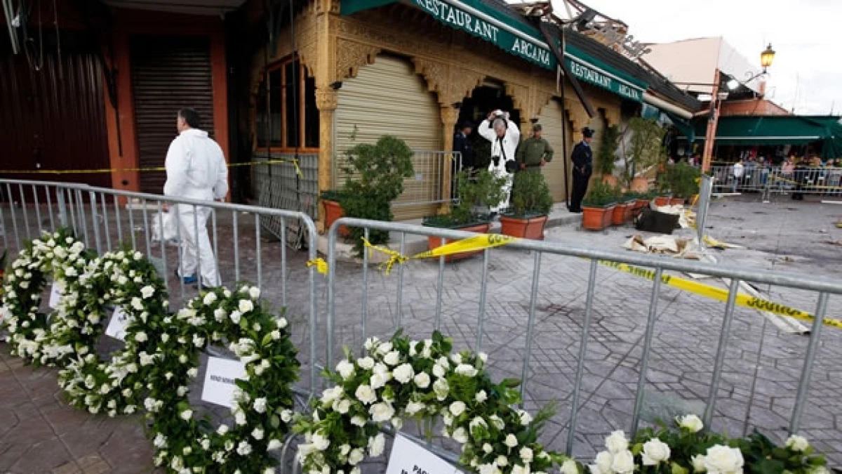 Escena del cafe del atentado de Marrakech