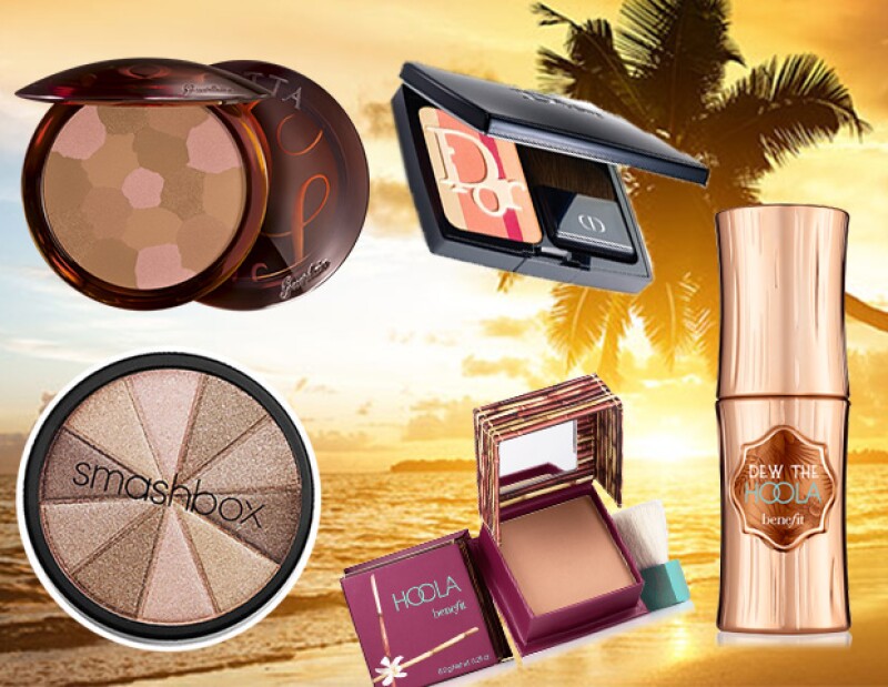 En orden: Guerlain, Dior, Smashbox, y Benefit.