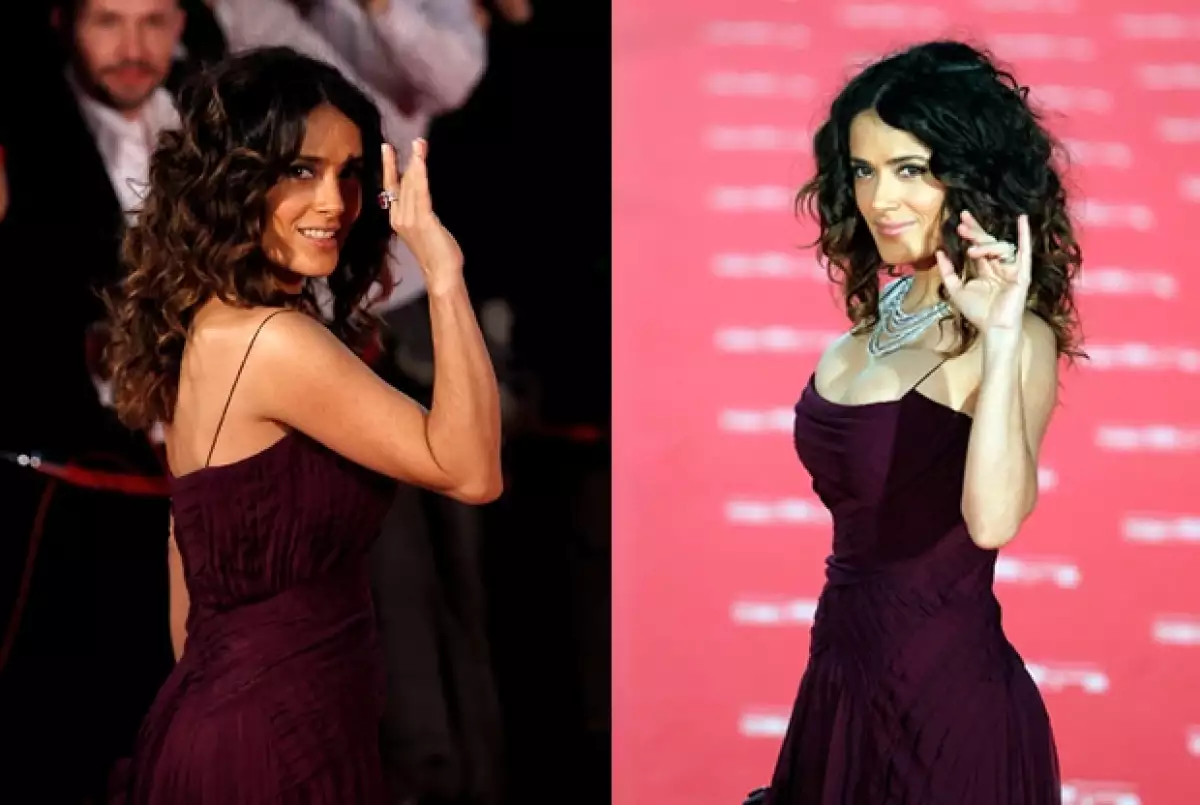 Salma lució guapísima en la alfombra roja de los premios Goya 2012, donde usó un sexy vestido Gucci.