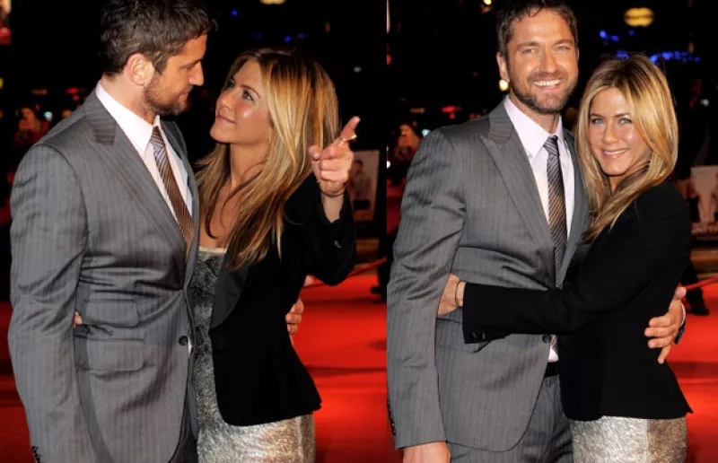Durante la alfombra roja de su película ‘The Bounty Hunter’, la pareja de actores lució alegre y cariñosa.