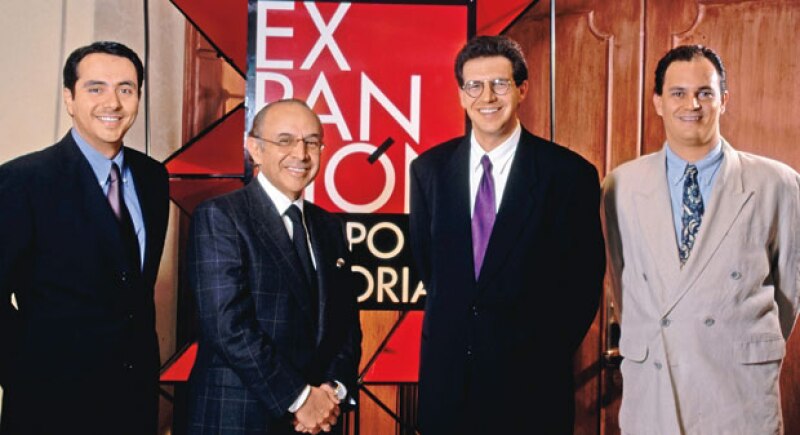 LOS CREADORES. Alejandro y Clemente Serna con John Reuter y Javier Martínez.