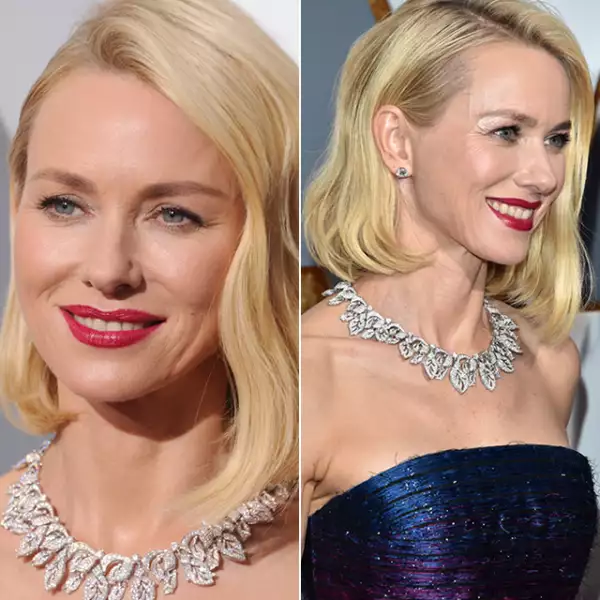 Nos encanta el short bob de Naomi Watts, y combinado con labios rojos y sombras ligeras y metálicas, la actriz recibió muchísimos aplausos en la alfombra roja.