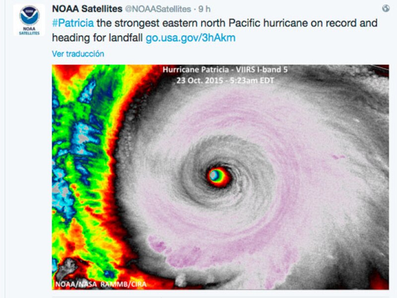 Algunas de las imágenes que el National Oceanic and Atmospheric Administration ha publicado del avance de Patricia.