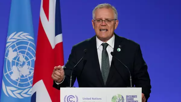 El primer ministro de Australia, Scott Morrison habla en la COP26 de Glasgow. 