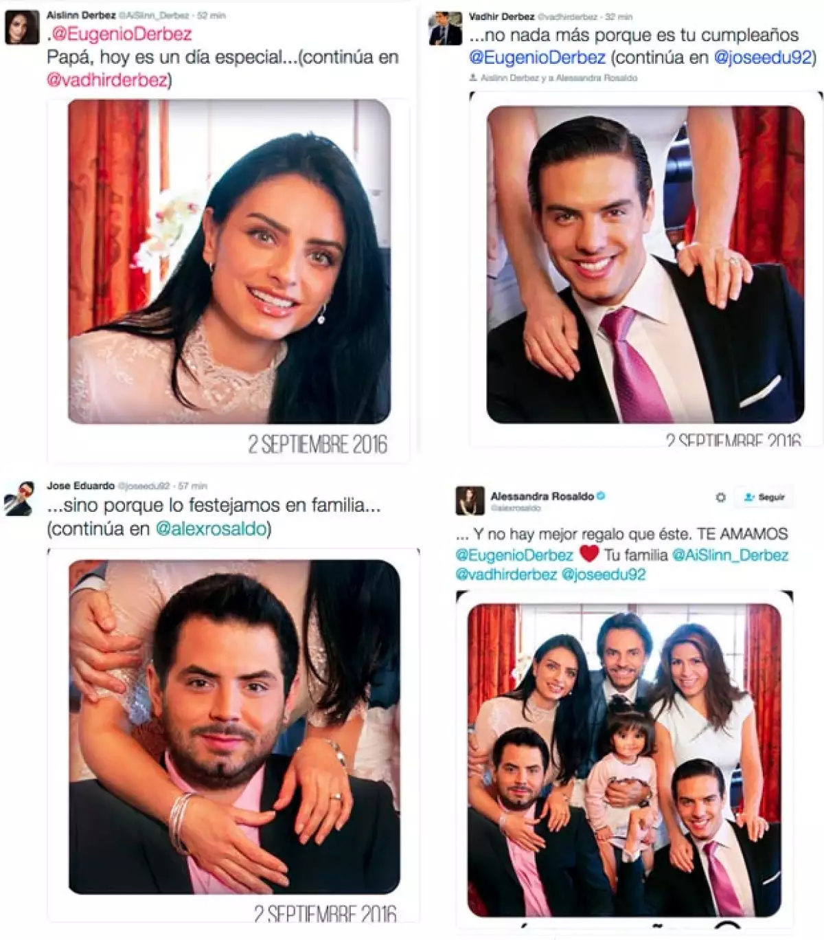 Estos fueron los tuits que la familia escribió en sus respectivas cuentas de Twitter