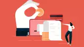 Online payment concept, Laptop with electronic invoice, financial transaction illustration, digital payment vector