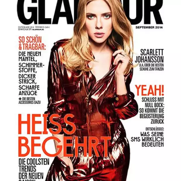 Scarlett Johansson aparece sexy en un jumpsuit de piel en la portada de Glamour Alemania.