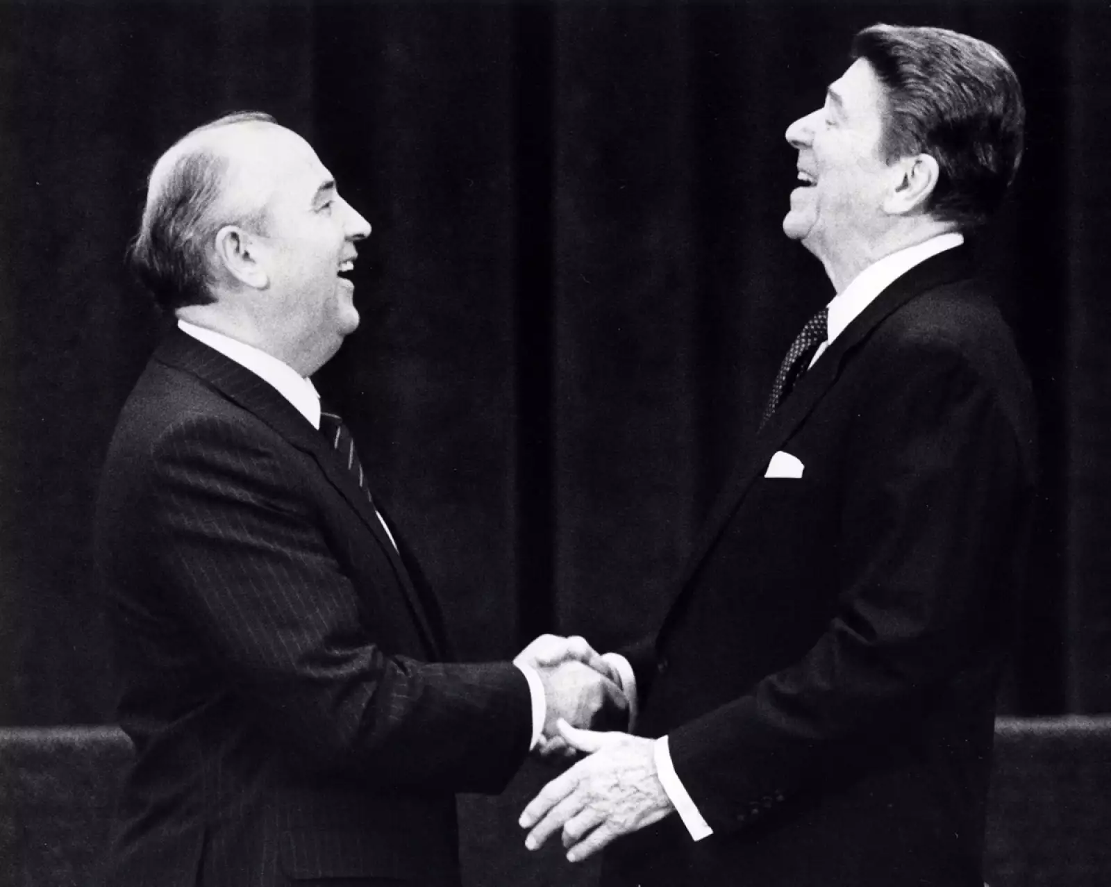FILE PHOTO: Undated file photo of former U.S. President Ronald Reagan at his first meeting with former Soviet leader Mikhail Gorbachev in Geneva