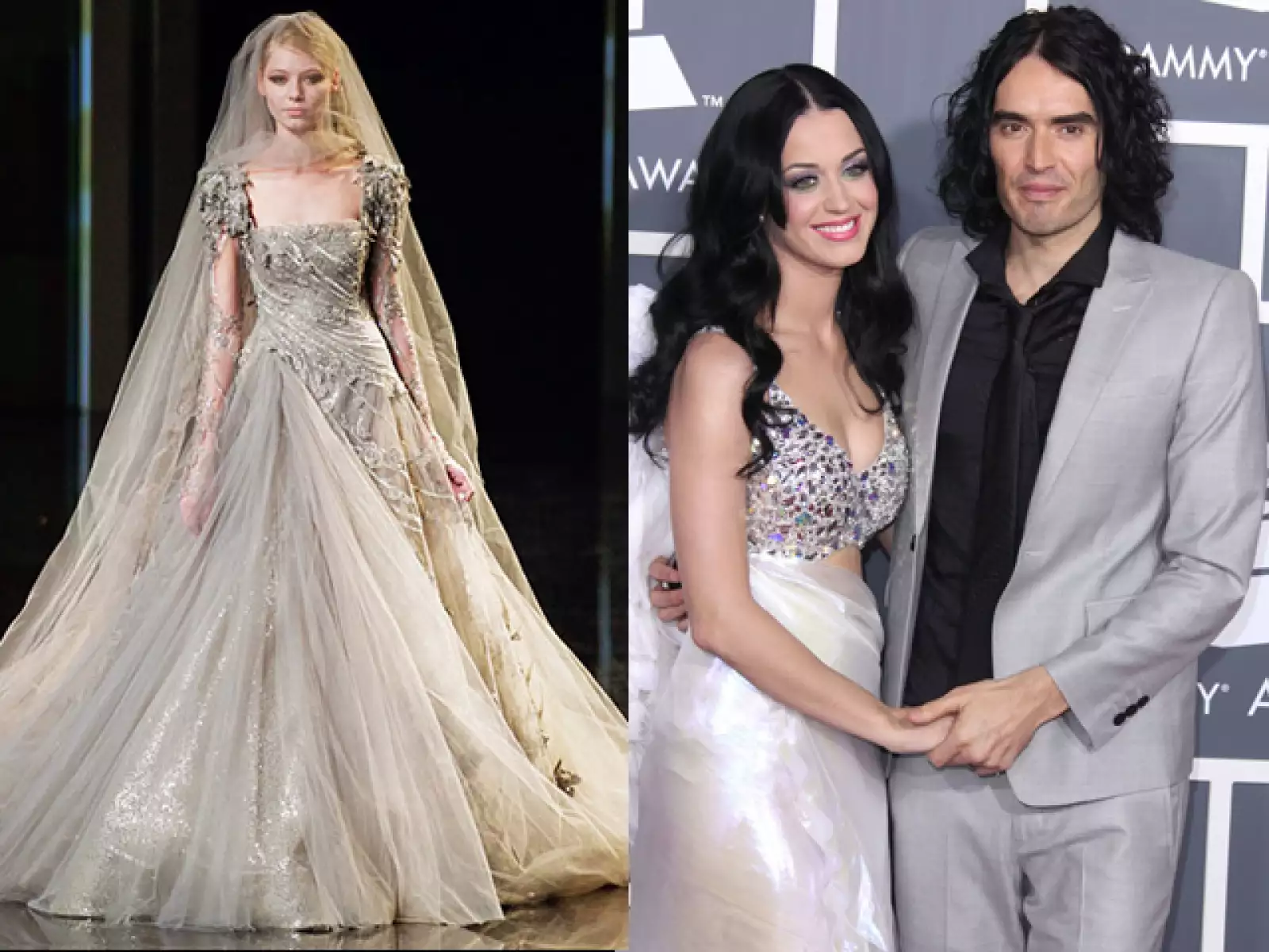 Katy Perry usó un vestido espectacular del diseñador Ellie Saab Haute Couture.