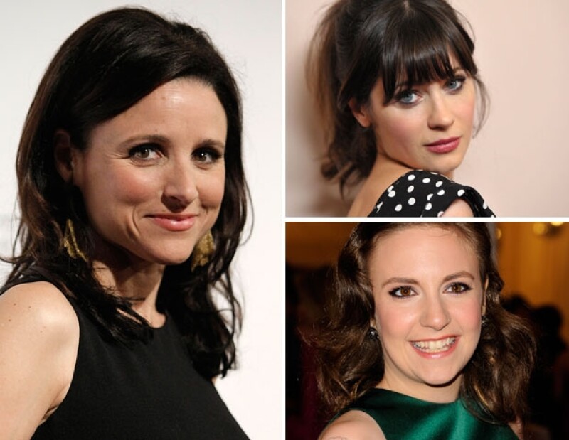 Julia Louis-Dreyfus (Izquierda), Zooey Deschanel (Arriba), Lena Dunham (Abajo)