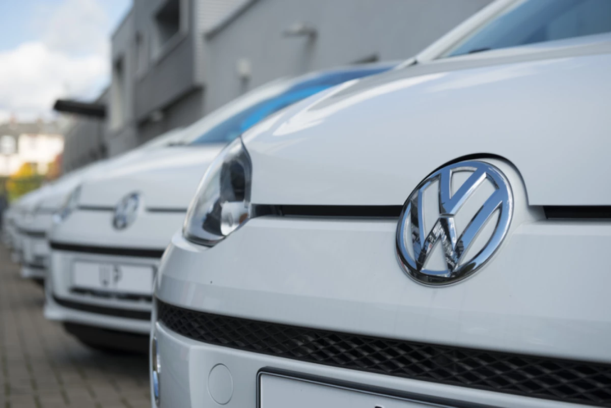 VW Logo on the Grille of a Volkswagen UP