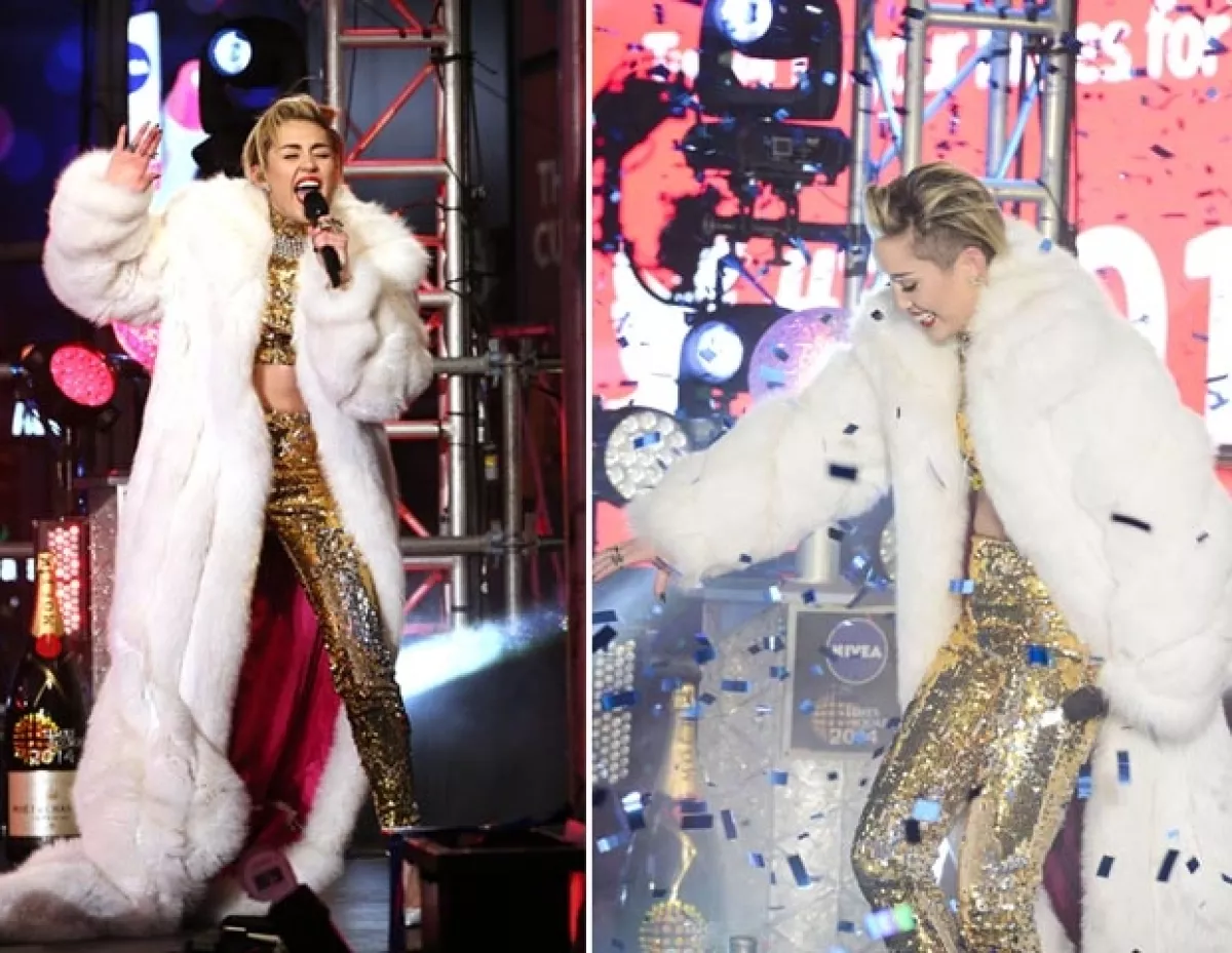 Miley eligiÃ³ para esta ocasiÃ³n un conjunto que sÃ³lo dejaba al descubierto parte de su abdomen.