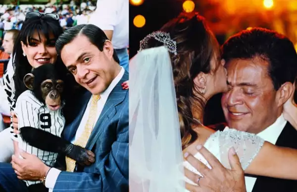 Antes de que la primera hija de Carlos Peralta y Mariana Tort naciera, "su hija" era Anita, una chimpancé que vestía ropa de marca. La foto de la derecha es de febrero de 2006, cuando el empresario casó a su hija Olivia, fruto de su primer matrimonio. Para la fiesta mandó construir un