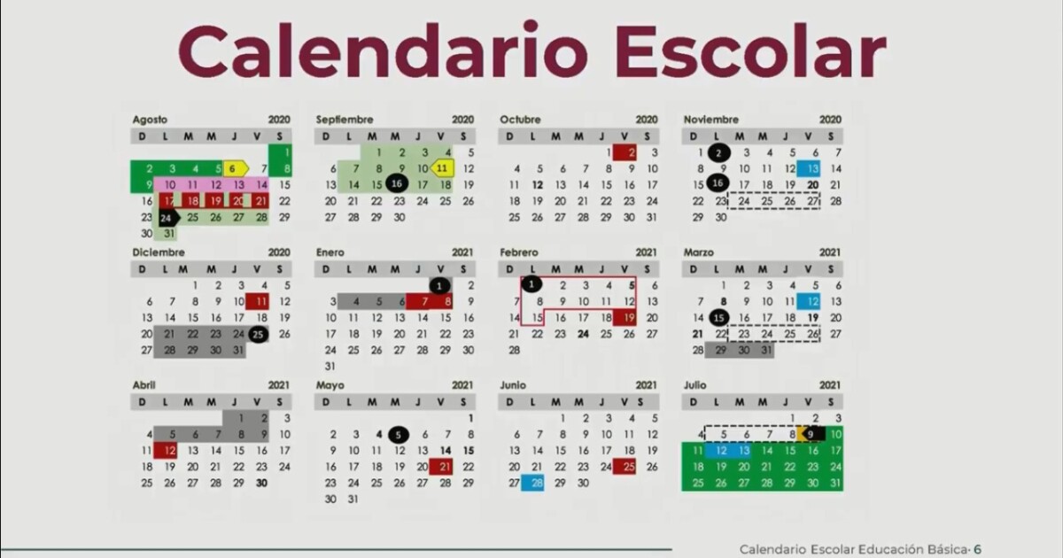 Ciclo Escolar 2020 2021 El Calendario Tendra 190 Dias Efectivos De Clase calendario actual 2021