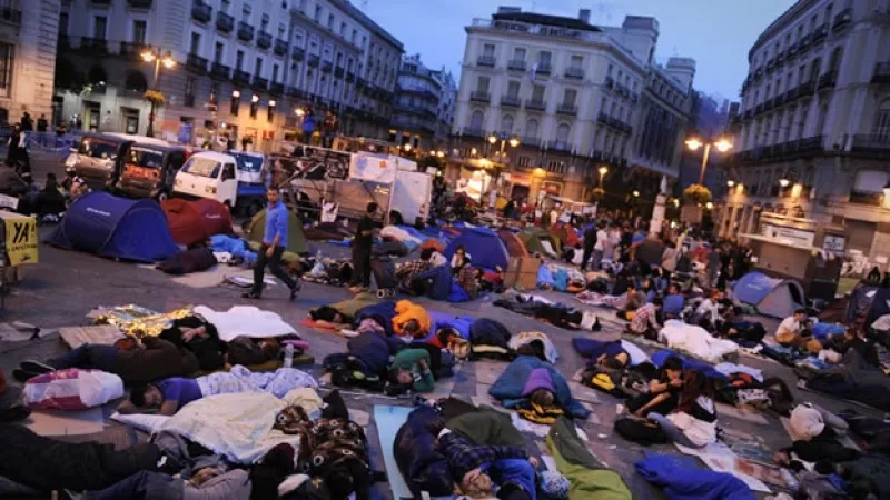 Manifestantes españoles pernoctan en Madrid