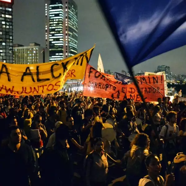 vista de manifestantes
