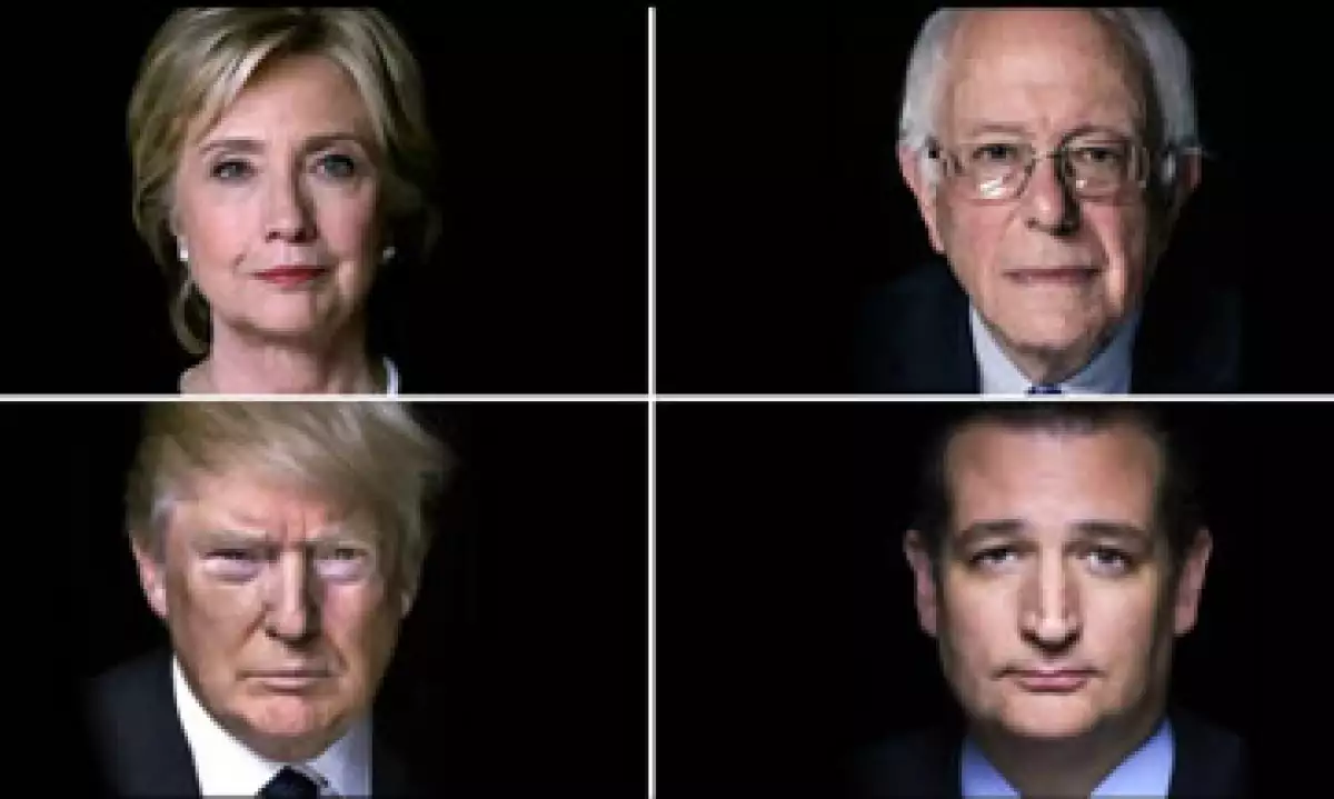 Aspirantes a la Casa Blanca, de arriba hacia abajo: Clinton, Trump, Sanders y Cruz. (Foto: Twitter/@CNNPolitics )