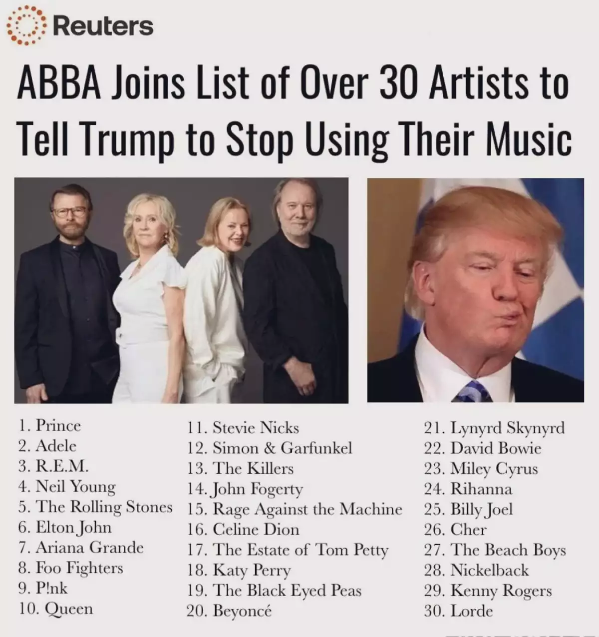 artistas canciones trump