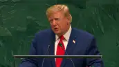 Donald Trump, presidente de EU, hablando ante la Asamblea General de la ONU.