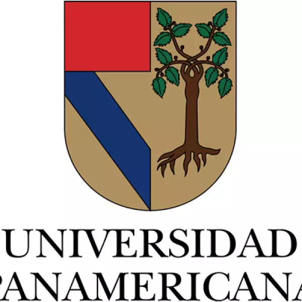 La Universidad Panamericana tiene un escudo conformado por dos elementos fundamentales, el recuadro rojo y la banda azul que representan el escudo de armas que usó Cristóbal Colón al descubrir América, y que simbolizan el panamericanismo.