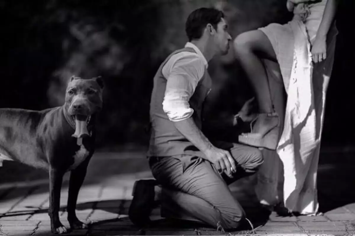 Perrou en una de las fotos de la boda de Zuria y Alberto.