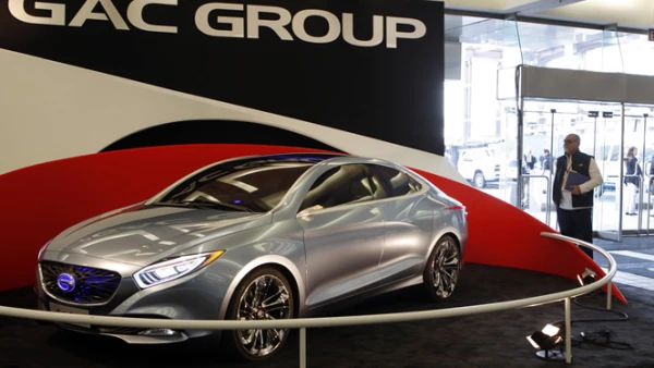El vehículo eléctrico híbrido GAC Motor concepto F-jet se exhibe en el Salón Internacional. Es la primera vez que la compañía china participa.