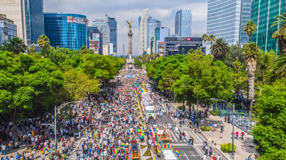 Reforma Avenue during the LGBTTTI Pride March