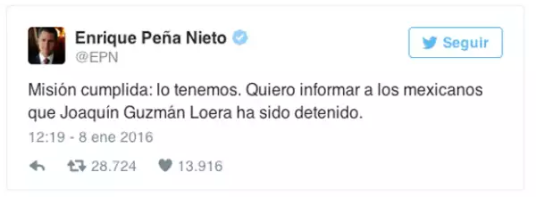 Este es el mensaje que Enrique Peña Nieto dio para informar la captura de El Chapo.