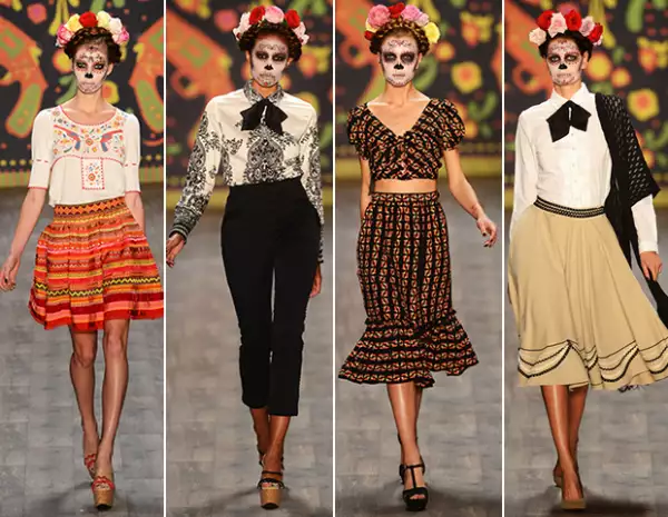 La colección de la austriaa Lena Hoschek estuvo llena de color tal como las pinturas de la artista.