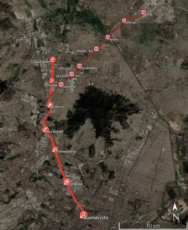 mapa del tren suburbano al aifa