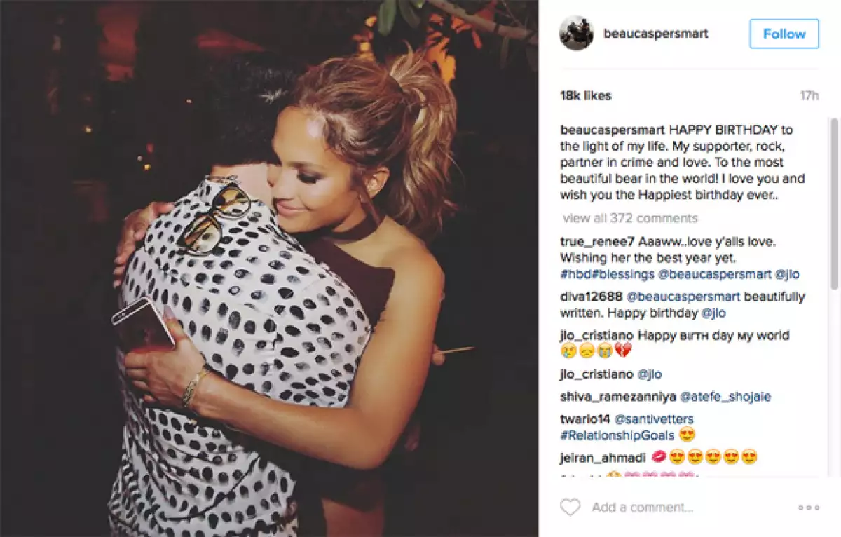 El novio de Jennifer Lopez le deseo un feliz cumpleaños de manera pública en Instagram, algo que extraña pues en muy pocas ocasiones ha expresado sus sentimientos abiertamente.