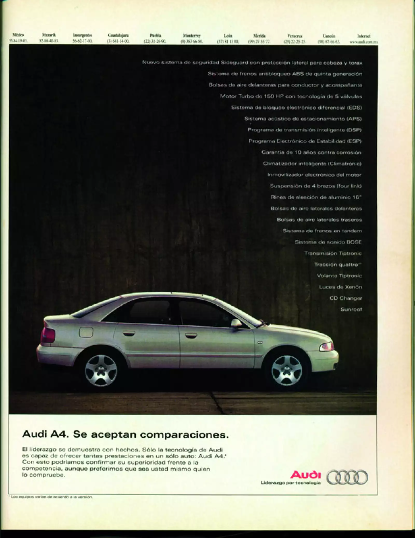 AUDI. Siempre referente en la industria automotriz, sus campañas hoy igual que ayer muestran poder en sus vehículos. Aquí en 2000 y 2015.