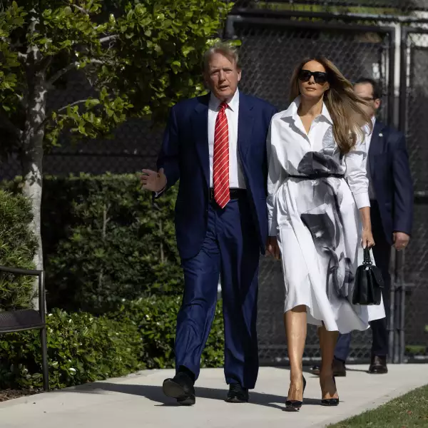 Former President Trump Votes In Florida's Primary Election In Palm Beach